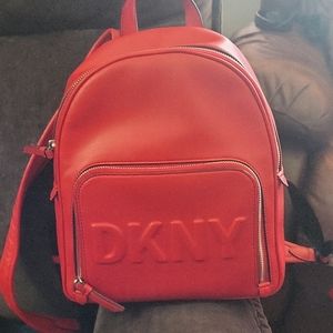 Beautiful red DKNY backpack Leather